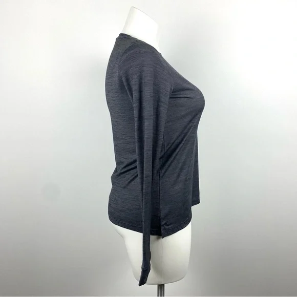BOMBAS Dark Gray Long Sleeve Top Thumb Holes Merino Wool Blend Medium - Picture 9 of 12